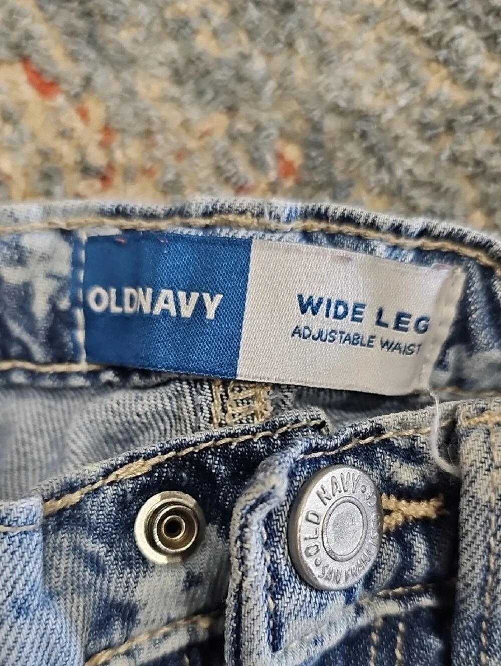 Old Navy Light Blue Denim Jeans with White Floral Print - Kids
